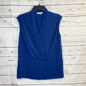 Ro + De Blue Faux Wrap Sleeveless Blouse